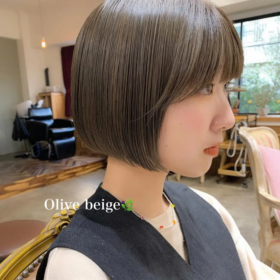 ショート カラー ベージュカラー オリーブベージュ ボブ HARUKA ⭐️モデル募集中⭐️のヘアスタイル