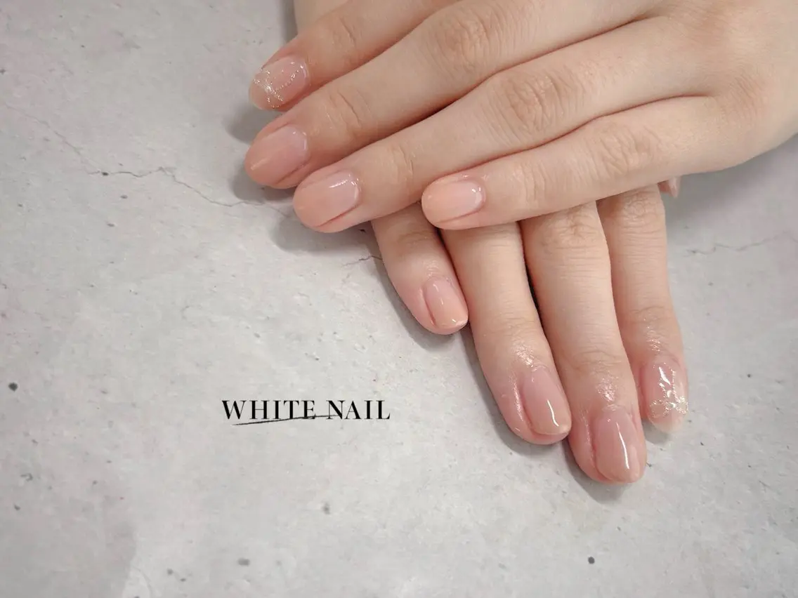 ネイル リボン ハンドネイル WHITE NAIL ホワイトネイルのネイルデザイン