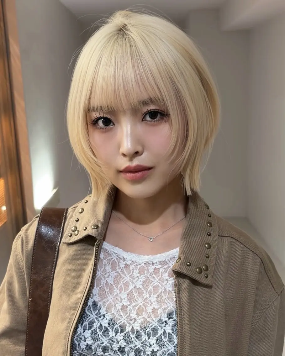 ショート カラー ヘアカラー トリートメント ハッシュカット&艶々 ハイトーン/ミワのヘアスタイル