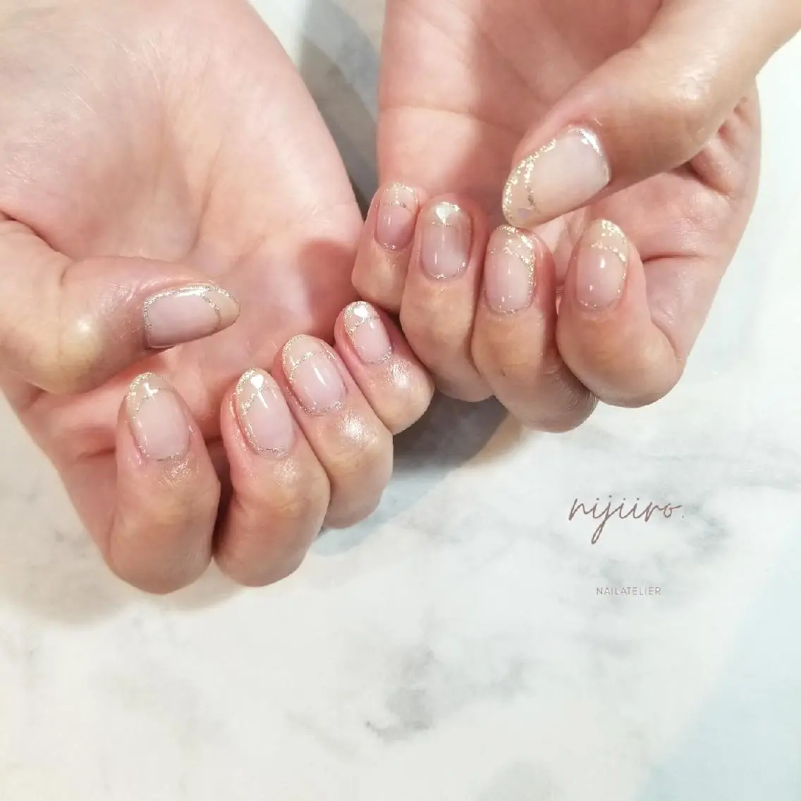 ネイル フレンチネイル ラメ(グリッター) ハンドネイル nijiiro🌈 サトウのネイルデザイン