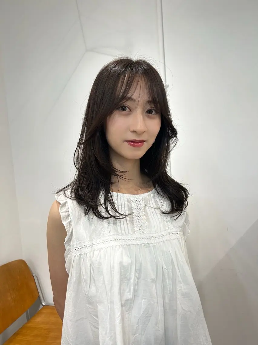 セミロング 顔まわりレイヤー 顔周りカット 韓国風ヘア レイヤーカット カット Terve. 水野 菜々香のヘアスタイル