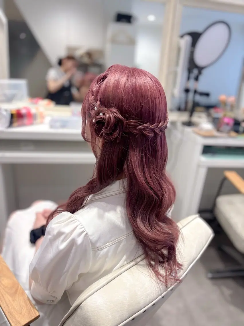 セミロング ヘアアレンジ ヘアセット ⭐︎moe 【ヘアセット🧸】のヘアスタイル