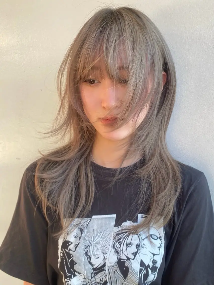 ロング カラー ヘアアレンジ カット ヘアカラー トリートメント 🎀韓国レイヤー 🎀白石菜々のヘアスタイル