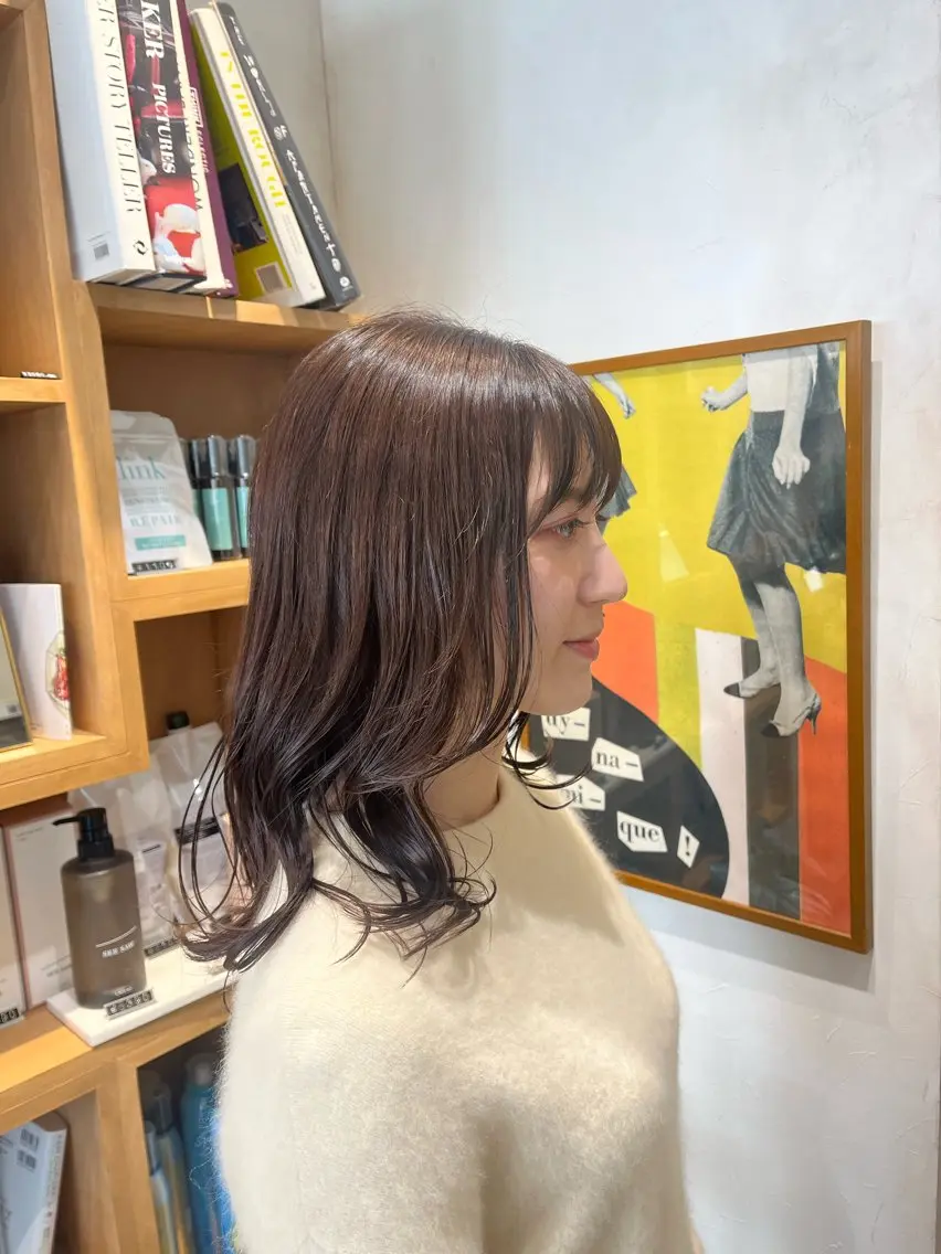 セミロング カラー ブラウンカラー 透明感カラー トリートメント みづき 新宿のヘアスタイル