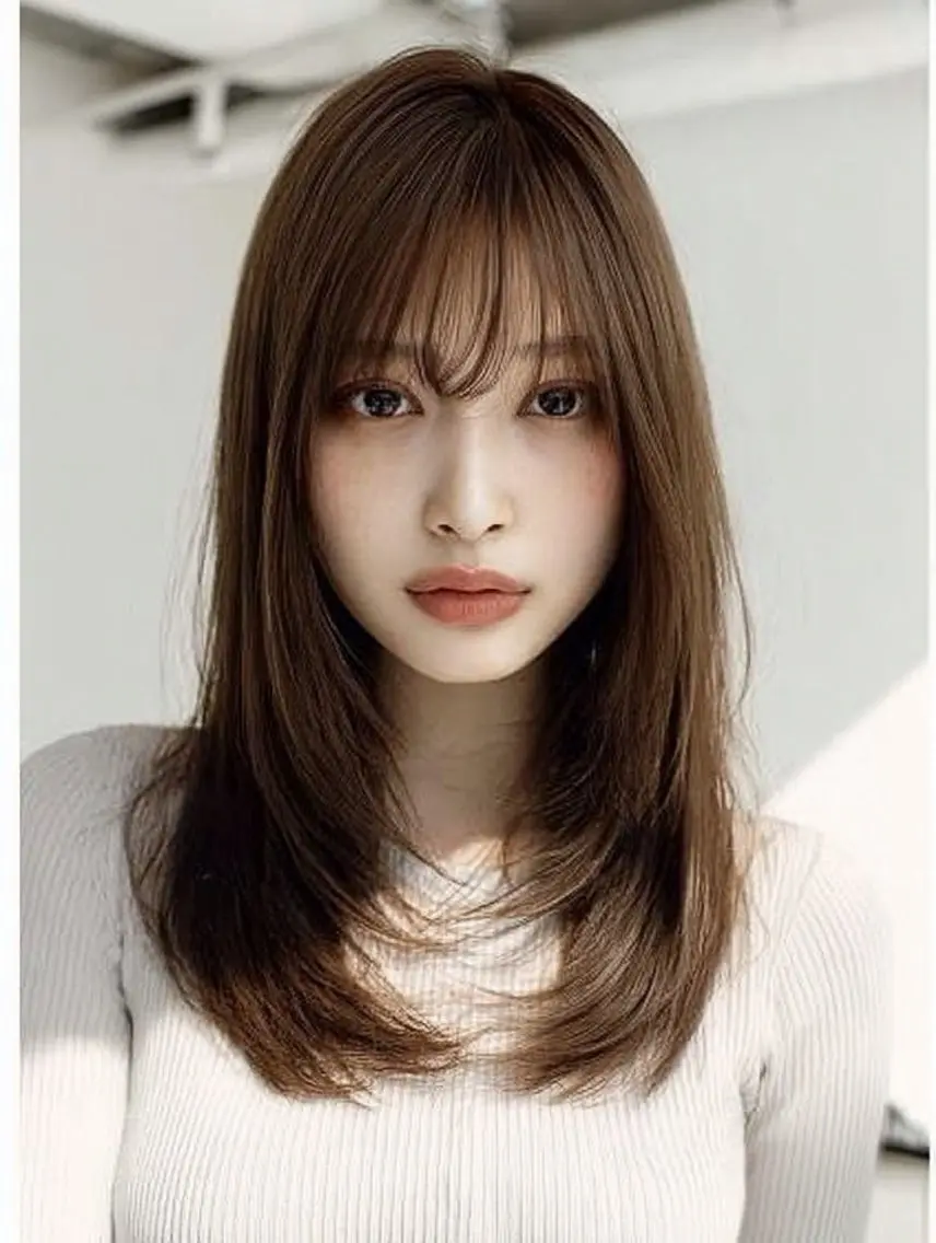 ロング 縮毛矯正 絶対綺麗な暖色カラー 🎯あります✨増渕✨のヘアスタイル