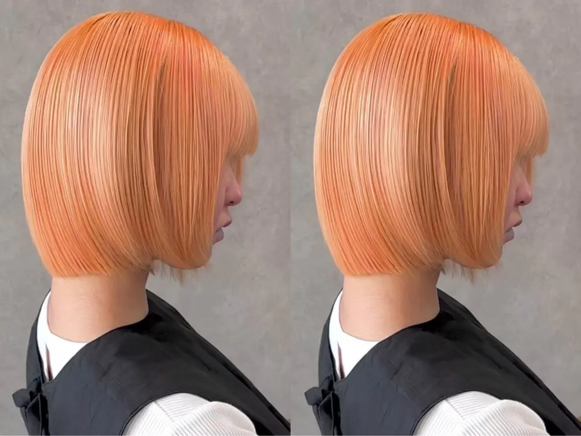 ショート カラー ブリーチ ハイトーンカラー オレンジ ヘアカラー 池袋ブリーチ/ ハイトーン/Shunのヘアスタイル