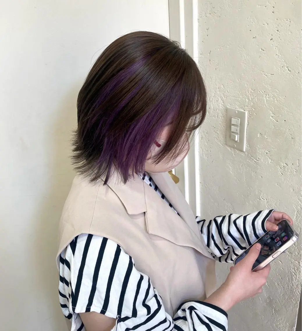 ミディアム カラー イヤリングカラー ラベンダーカラー ハイトーンカラー 🍬Rinka🍬のヘアスタイル