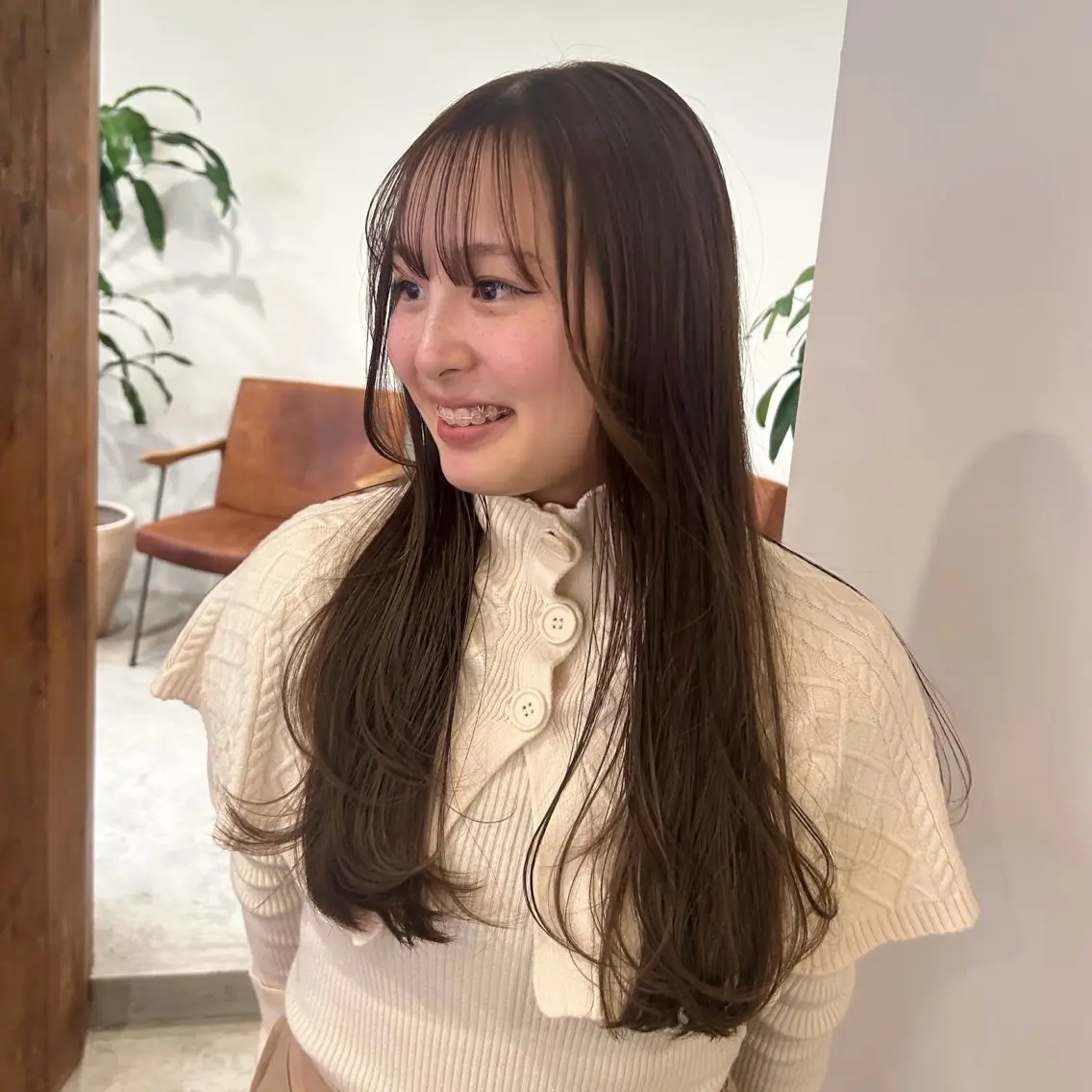 セミロング カラー ベージュカラー ブラウンカラー ブラウンベージュ 顔まわりレイヤー 顔周りカット カット nana/ボブ/ レイヤー/梅田のヘアスタイル