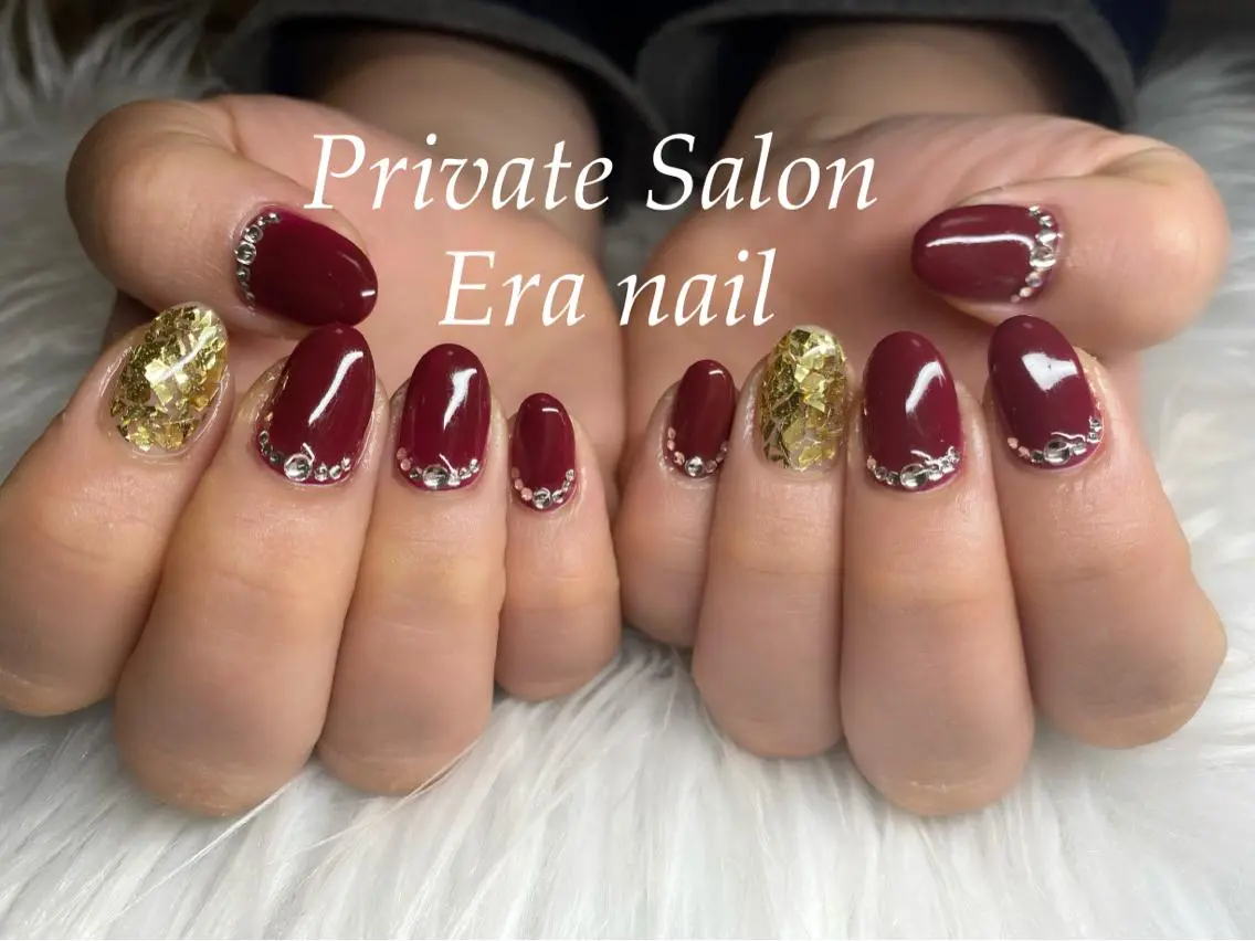 ネイル ワンカラーネイル ストーンネイル ハンドネイル Era nailのネイルデザイン