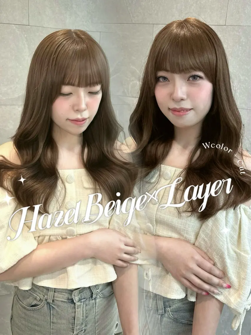 セミロング カラー ベージュカラー ブリーチ ブラウンカラー ケアブリーチ ヘーゼル ヘアカラー トリートメント 🦋高瀬寛菜🦋 韓国レイヤーのヘアスタイル