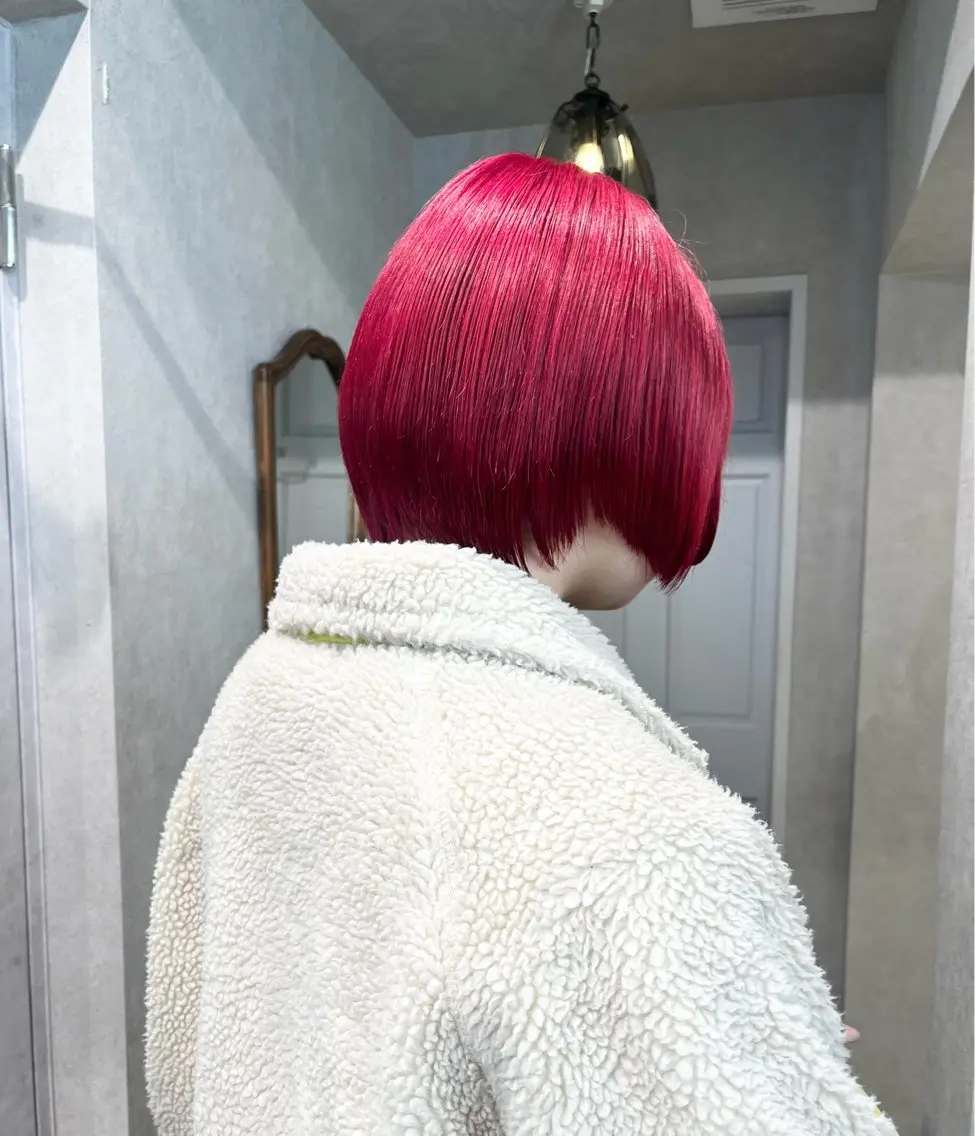 ショート カラー レッドカラー ヘアカラー レイヤー/艶カラー/ KIHO🥥︎のヘアスタイル