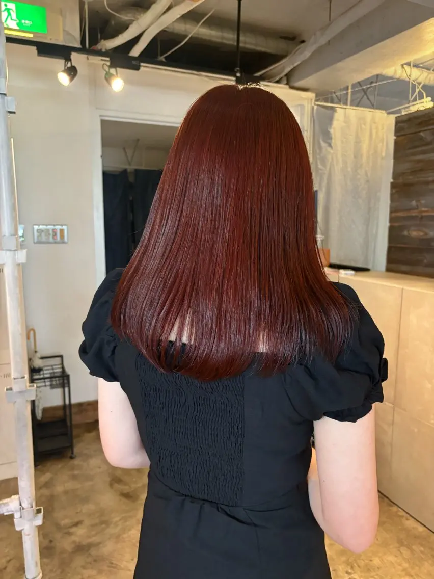 セミロング カラー ブリーチ ヘアカラー トリートメント ヘッドスパ 暖色カラー🍒 ケアブリーチ/akiのヘアスタイル