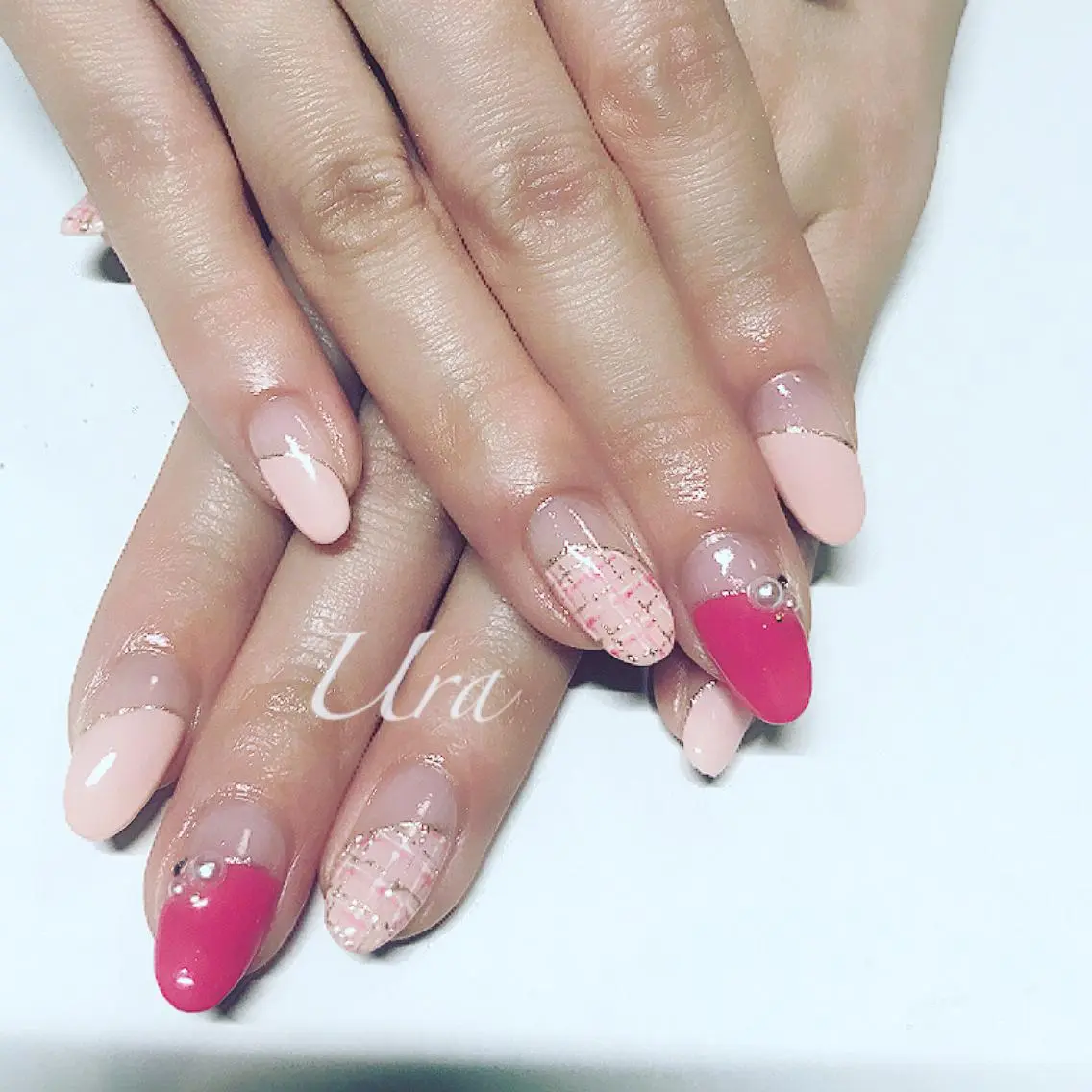 ネイル フレンチネイル ツイードネイル UrakoNail 《nail》のネイルデザイン