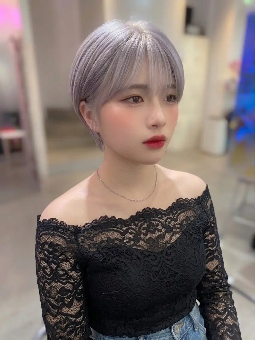 ショート カラー ブリーチ ラベンダーカラー シルバー ショートヘア カット ヘアカラー BOXmico. 南堀江 宇都宮のヘアスタイル