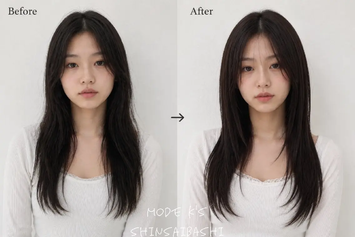 ミディアム カット ヘアカラー シールエクステ×美髪 改善/ヨシモトカンジのヘアスタイル