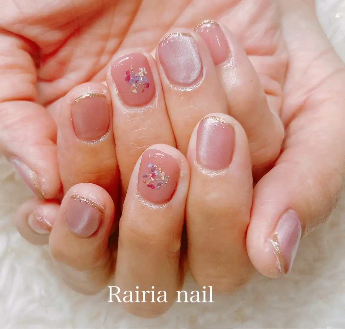 ネイル グリーン 持ち込み ハンドネイル Rairia nail本八幡店のネイルデザイン