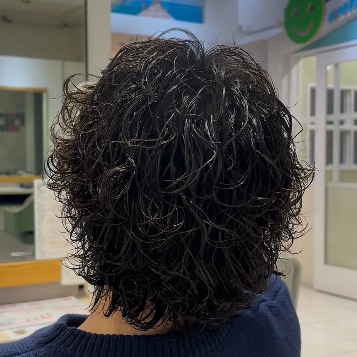 ミディアム パーマ 米谷 理玖のヘアスタイル