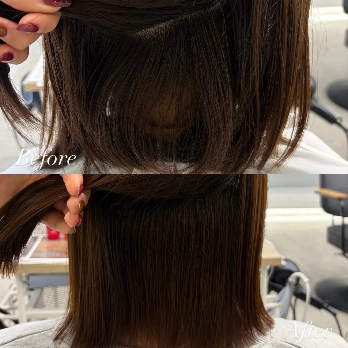 ショート パーマ 縮毛矯正 ななみ.⋆𝜗𝜚 透明感カラー/まつパのヘアスタイル