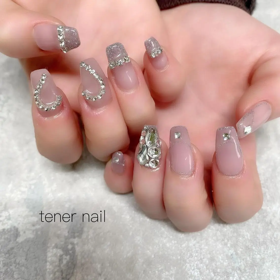 ネイル フラッシュネイル ハート ラメ(グリッター) テネルネイル tener nailのネイルデザイン