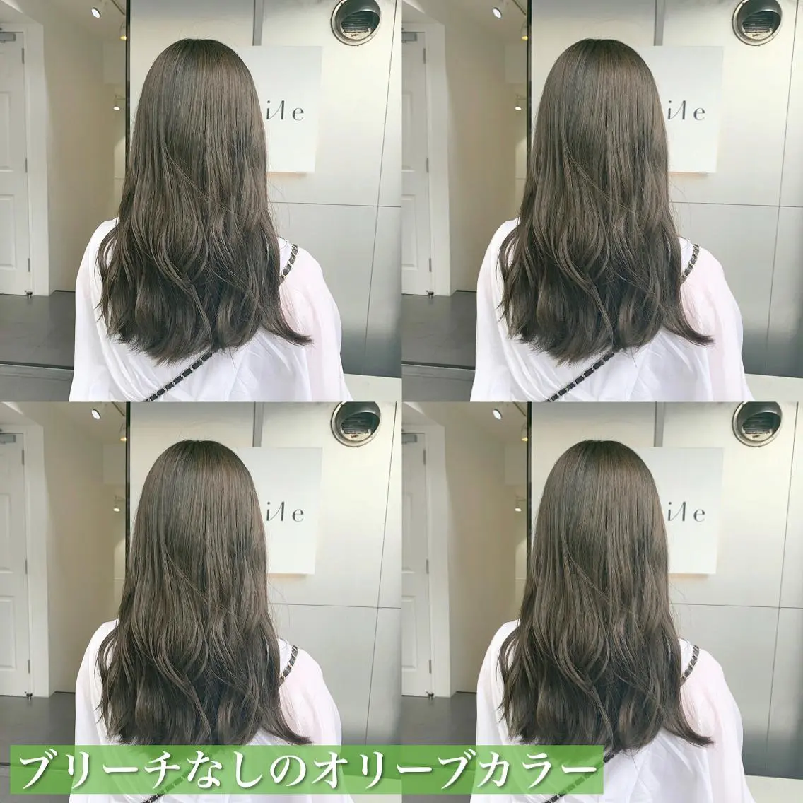 ミディアム カラー ベージュカラー ブリーチ ブリーチなしカラー オリーブベージュ navile原宿 yumaのヘアスタイル