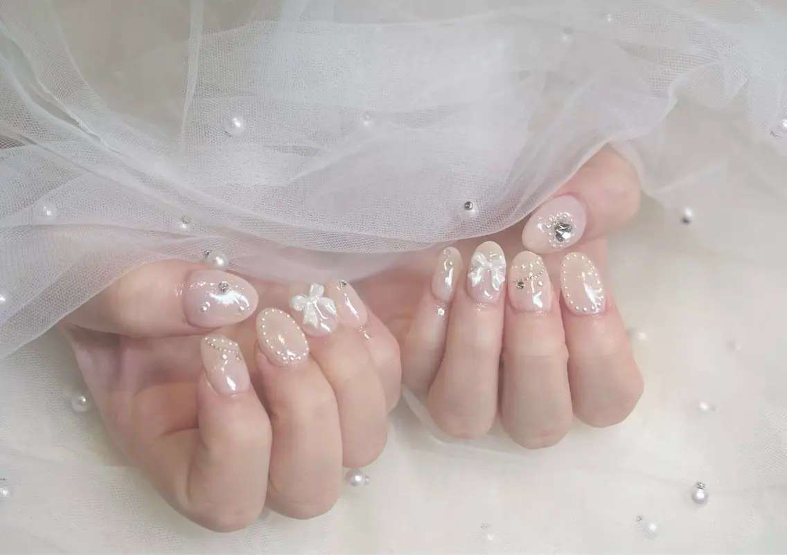 ネイル ハンドネイル ワンホン韓国ちゅるん ネイル✨🎀AMIのネイルデザイン