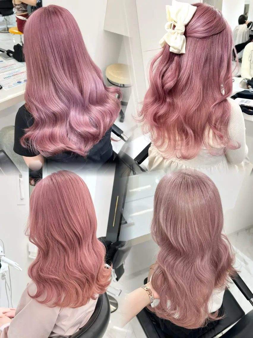 セミロング カラー ブリーチ ピンクカラー カット ヘアカラー トリートメント 盛れる顔周り🤍渋谷 Risa🎀のヘアスタイル
