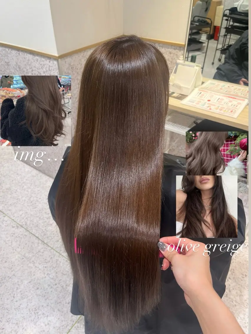 ロング カラー ベージュカラー ブリーチ 透明感カラー ダブルカラー グレージュ ヘアカラー トリートメント 髪質改善&艶カラー/ ほんだあみ (♡)のヘアスタイル