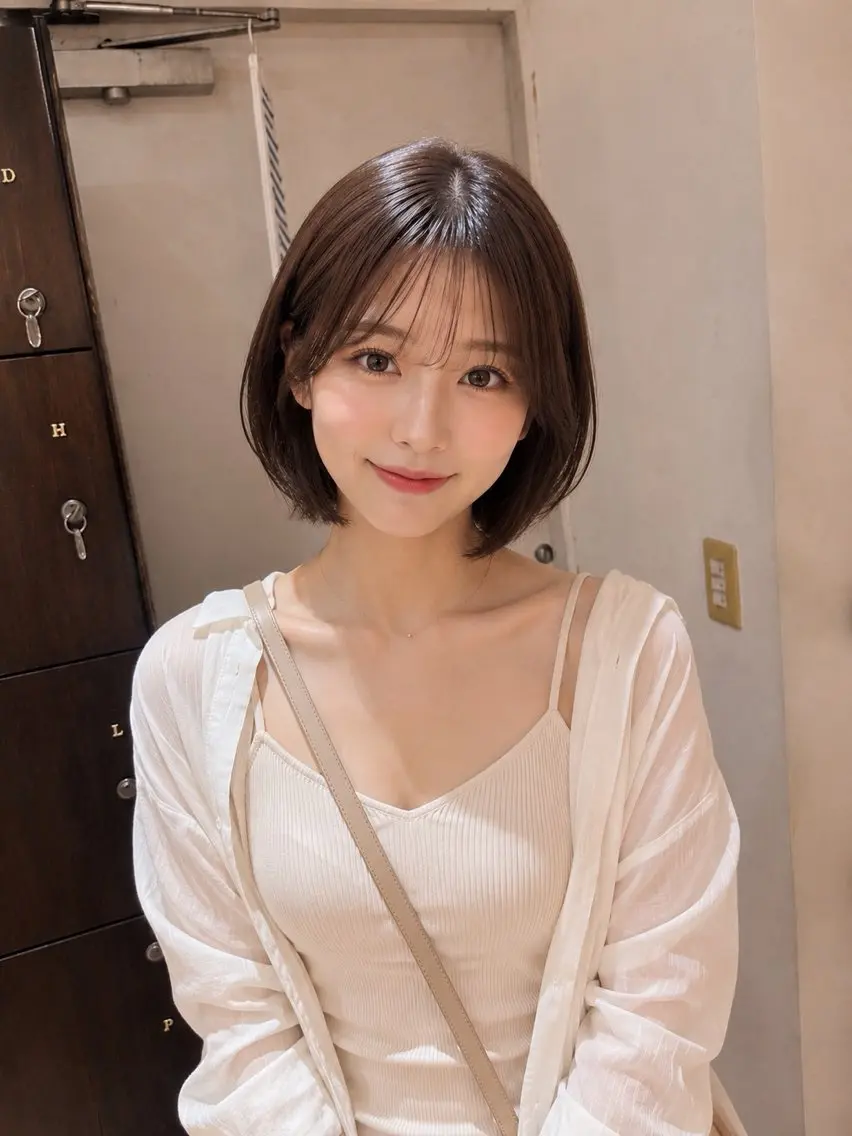ショート 切りっぱなしボブ 前下がりボブ ボブ 顔周りカット 髪質改善 カット ヘアカラー メンズカット/ボブ /透明感/濱川響太のヘアスタイル