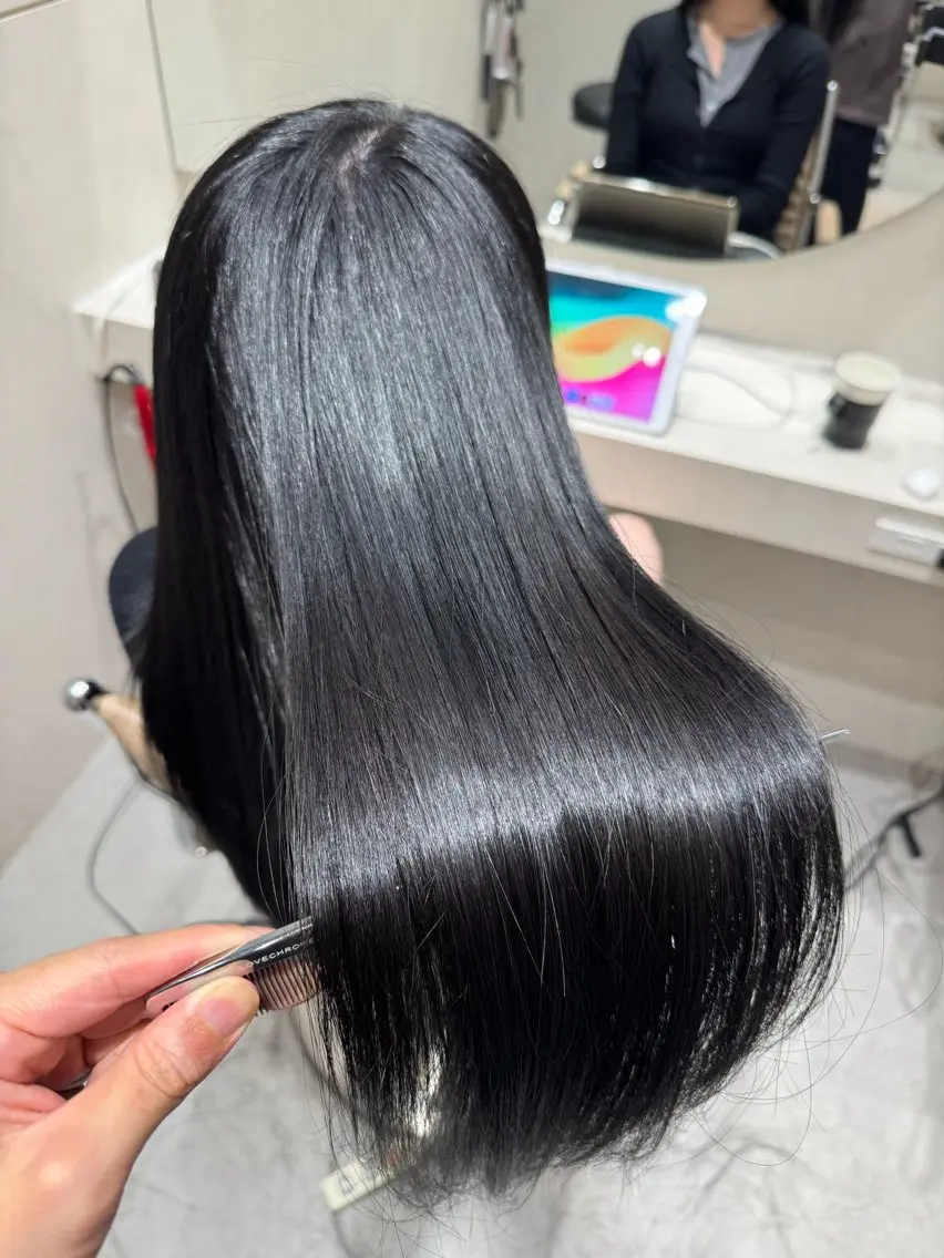 ロング パーマ 縮毛矯正 美髪矯正/縮毛矯正 ブリーチ矯正のヘアスタイル