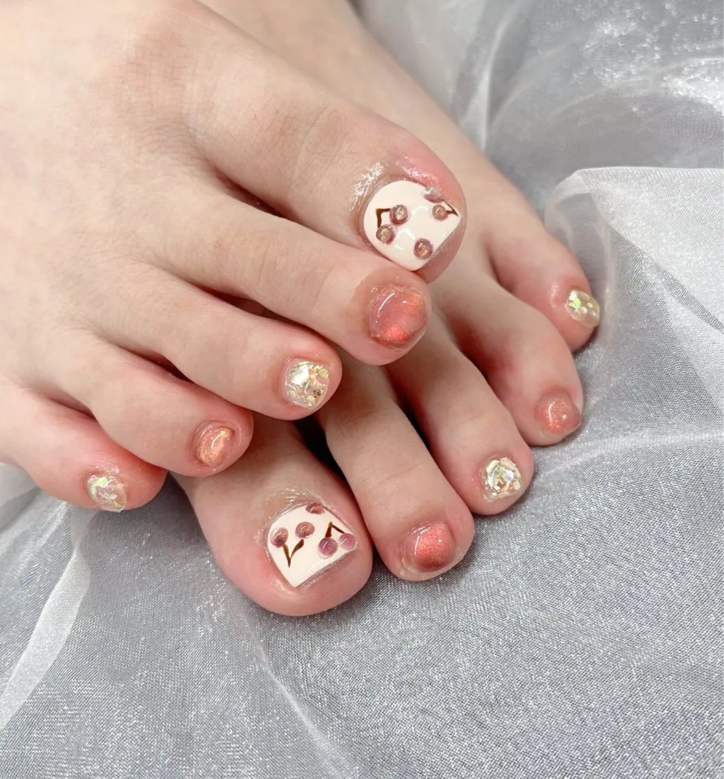 ネイル フットネイル 持ち込み フットネイル candy nail 韓国風ワンホンネイルのネイルデザイン