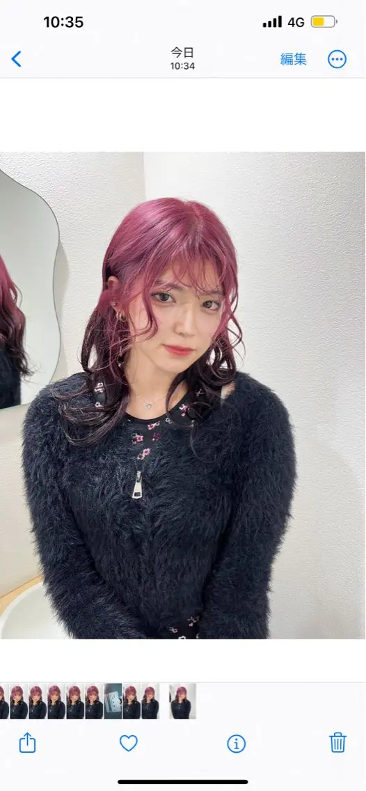 セミロング カラー デザインカラー ピンクカラー ヘアカラー ニーナ/nimes /ハイトーンカラーのヘアスタイル