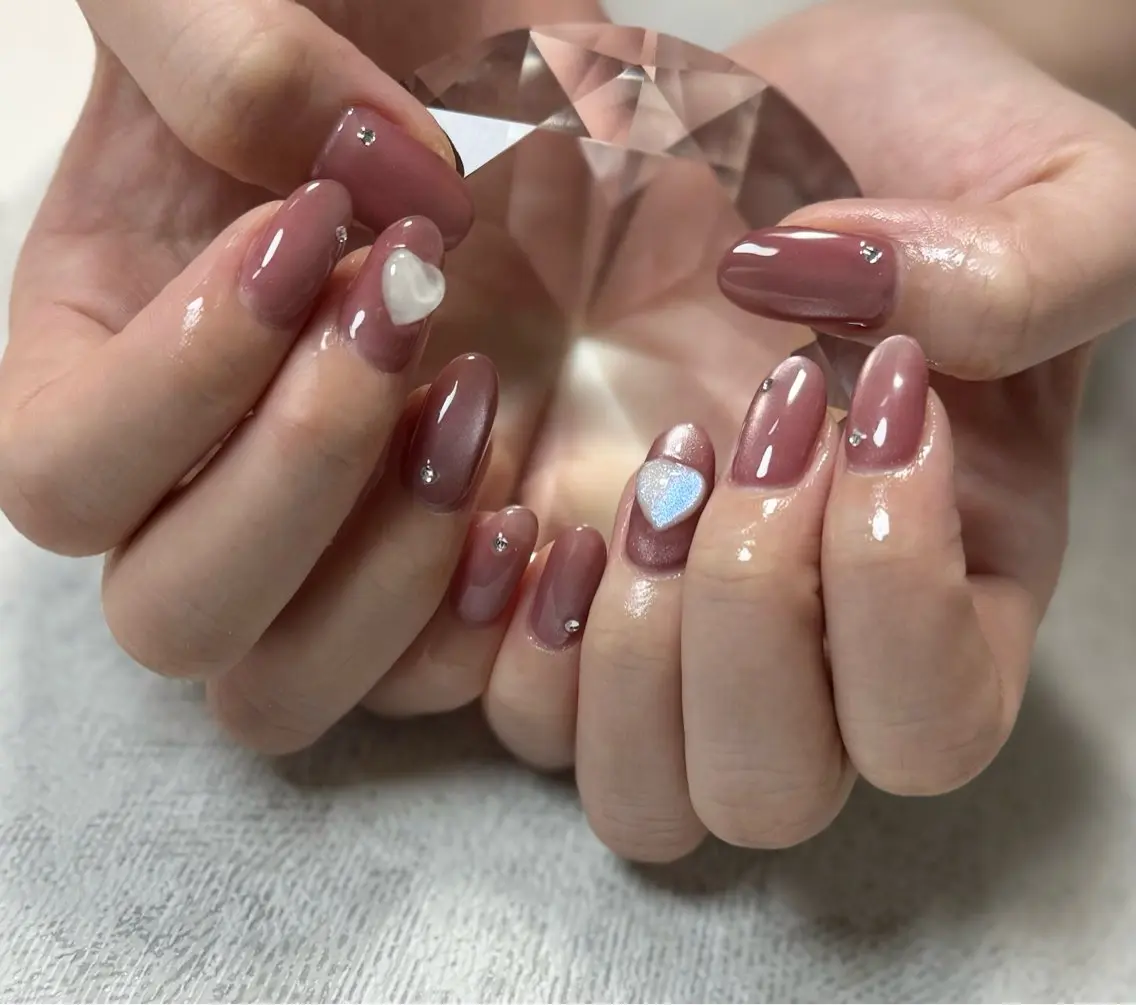 ネイル マグネットネイル ピンク 蟹井 彩花のネイルデザイン