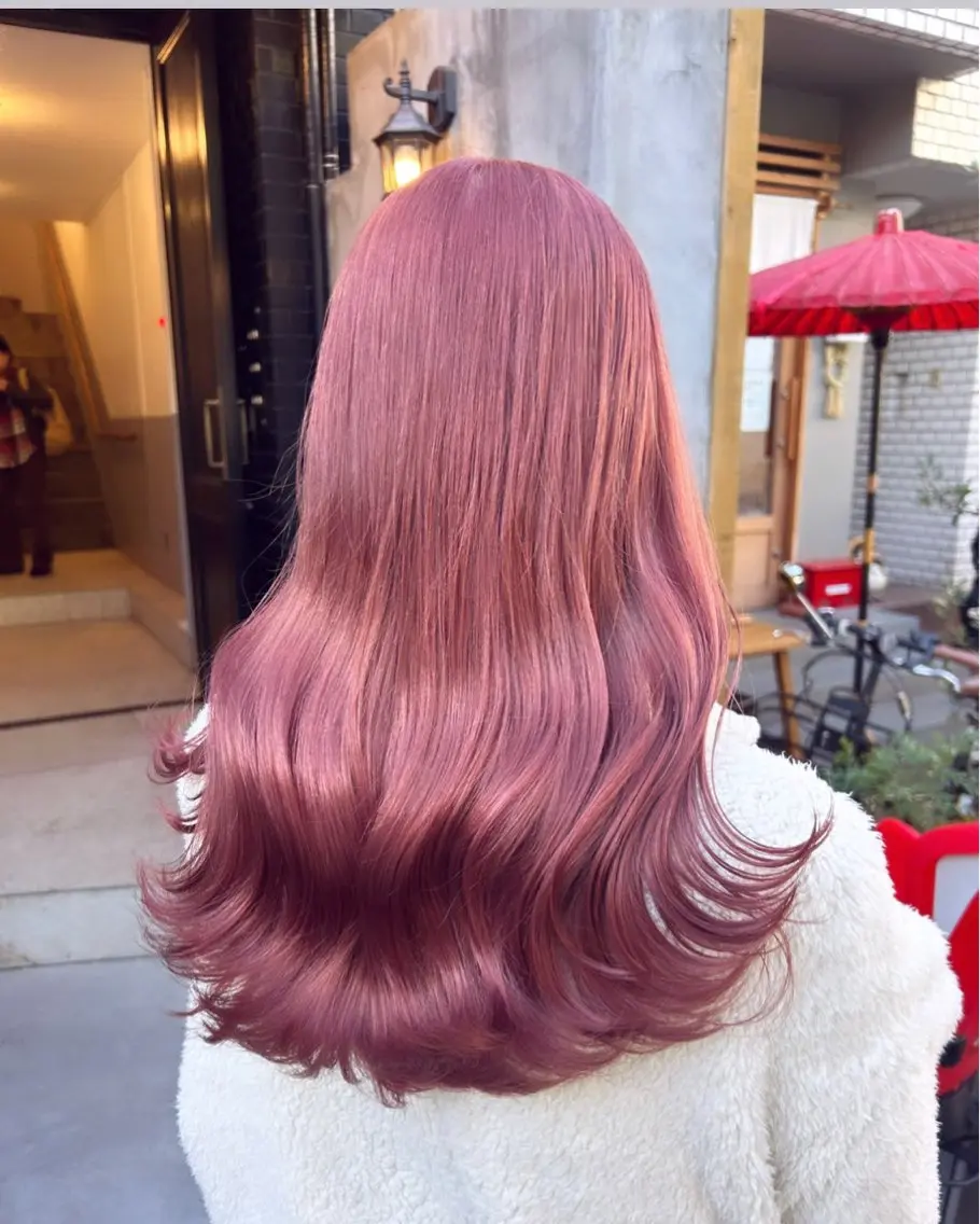 ロング カラー 🌷ラベンダーピンク 顔まわり🌷ねいろのヘアスタイル
