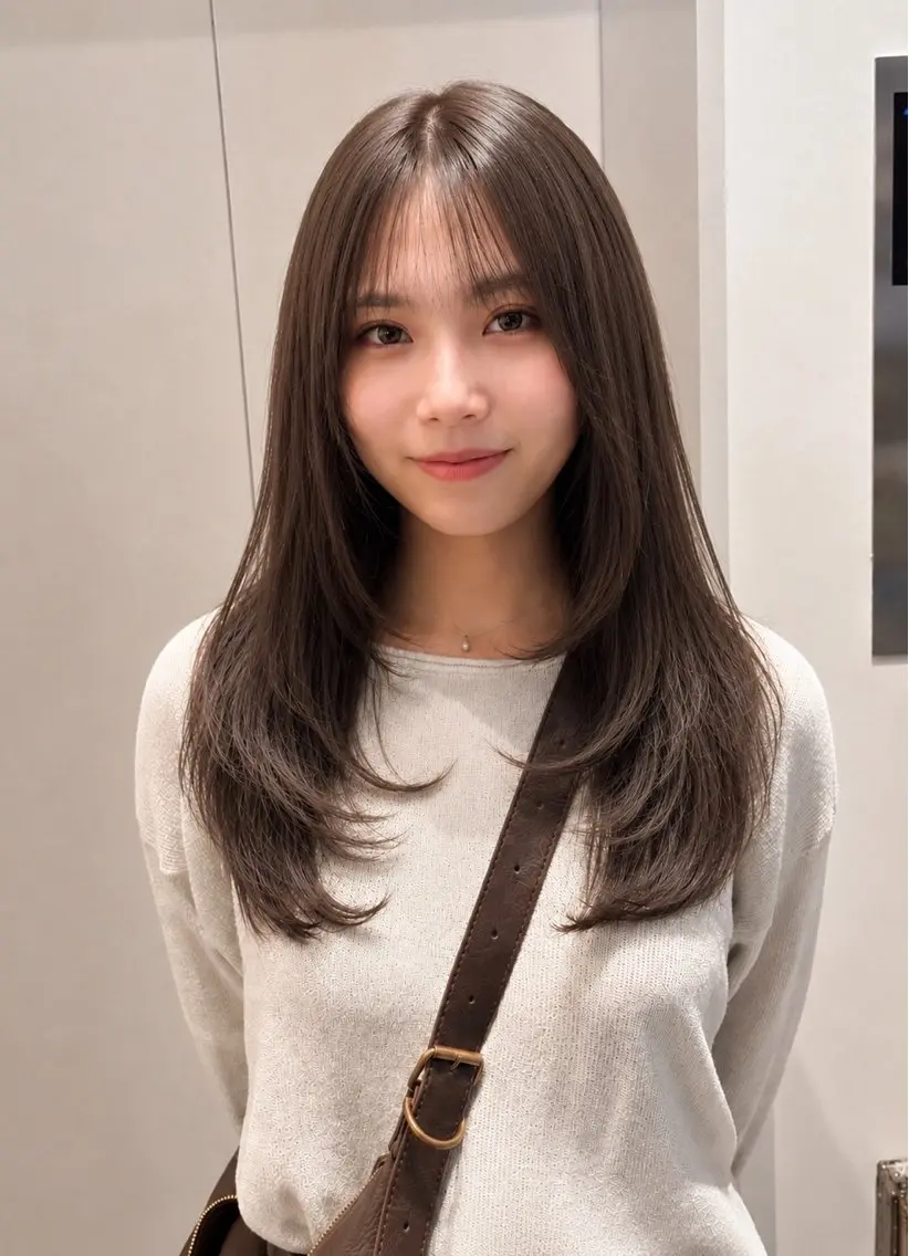 セミロング カラー カット ヘアカラー トリートメント 韓国レイヤー⋆౨ৎ゚ 透カラー🩶/ユウキのヘアスタイル
