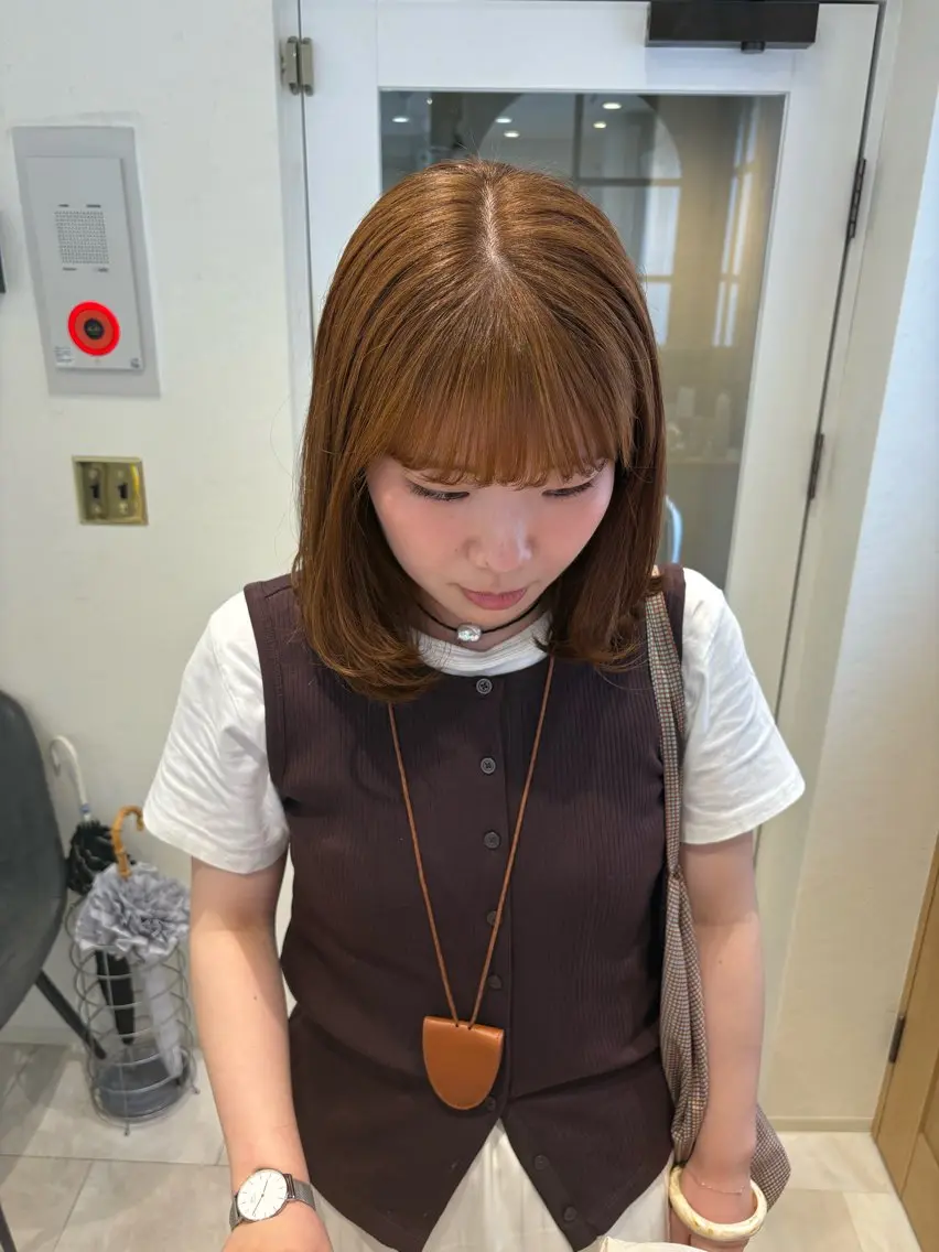 ミディアム カラー カット ヘアカラー 佃 風子のヘアスタイル