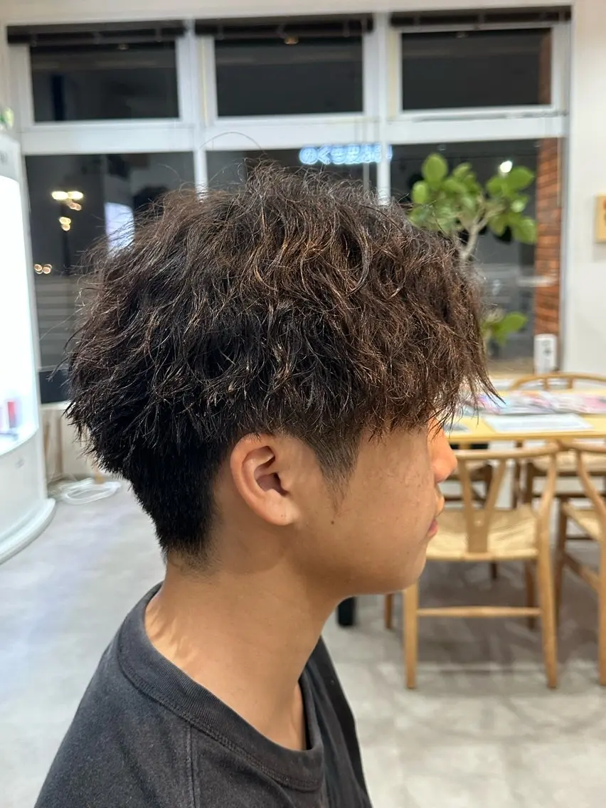 カラー パーマ メンズ センターパート 熊本メンズ/オークス /坂嶋大飛のヘアスタイル