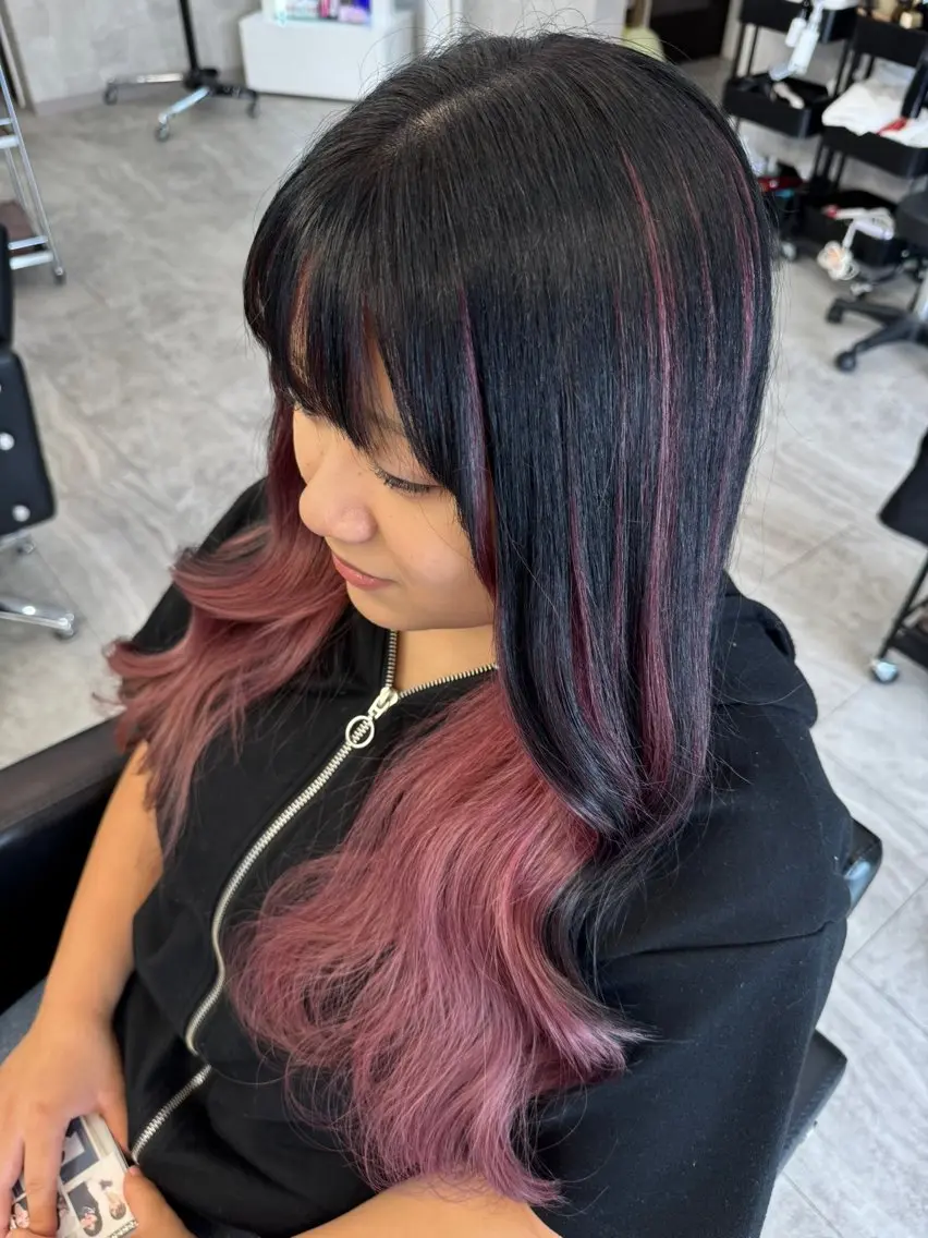 ロング ヘアカラー トリートメント ՏKIᒪᒪ石岡店 本田のヘアスタイル