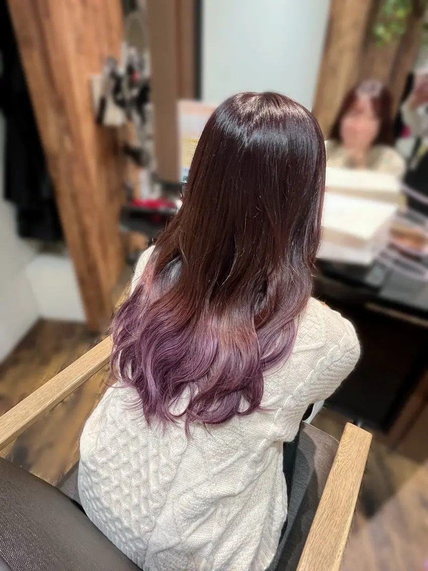 ロング カラー ブラウンカラー グラデーションカラー ラベンダーカラー ピンクカラー ピンクブラウン ヘアカラー 赤羽Gardenia 🌸ayame🌸のヘアスタイル