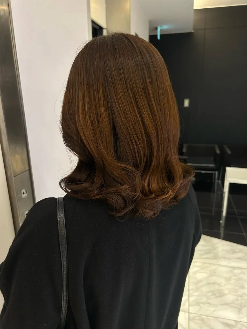 ミディアム パーマ カット パーマ 韓国っぽ水光肌カラー マンツーマン🫧なおのヘアスタイル