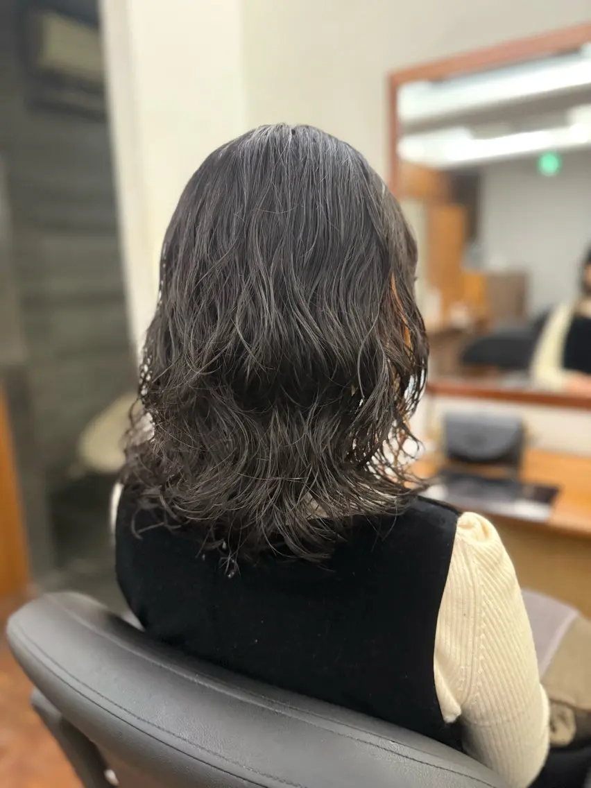 ミディアム パーマ カット パーマ トリートメント 似合わせレイヤー/ ケアパーマ/高倉のヘアスタイル