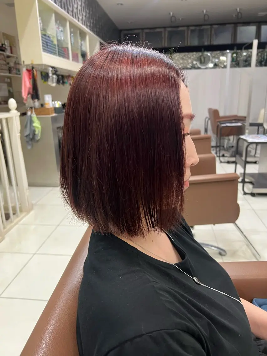 カラー レッドカラー 板垣 來夢のヘアスタイル