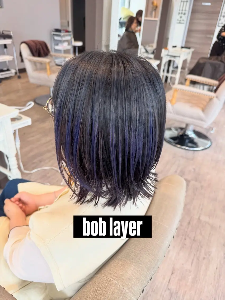 ミディアム ボブレイヤー ボブ ハイライト レイヤーカット カット ヘアカラー トリートメント 縮毛矯正/髪質改善 山口泰広のヘアスタイル