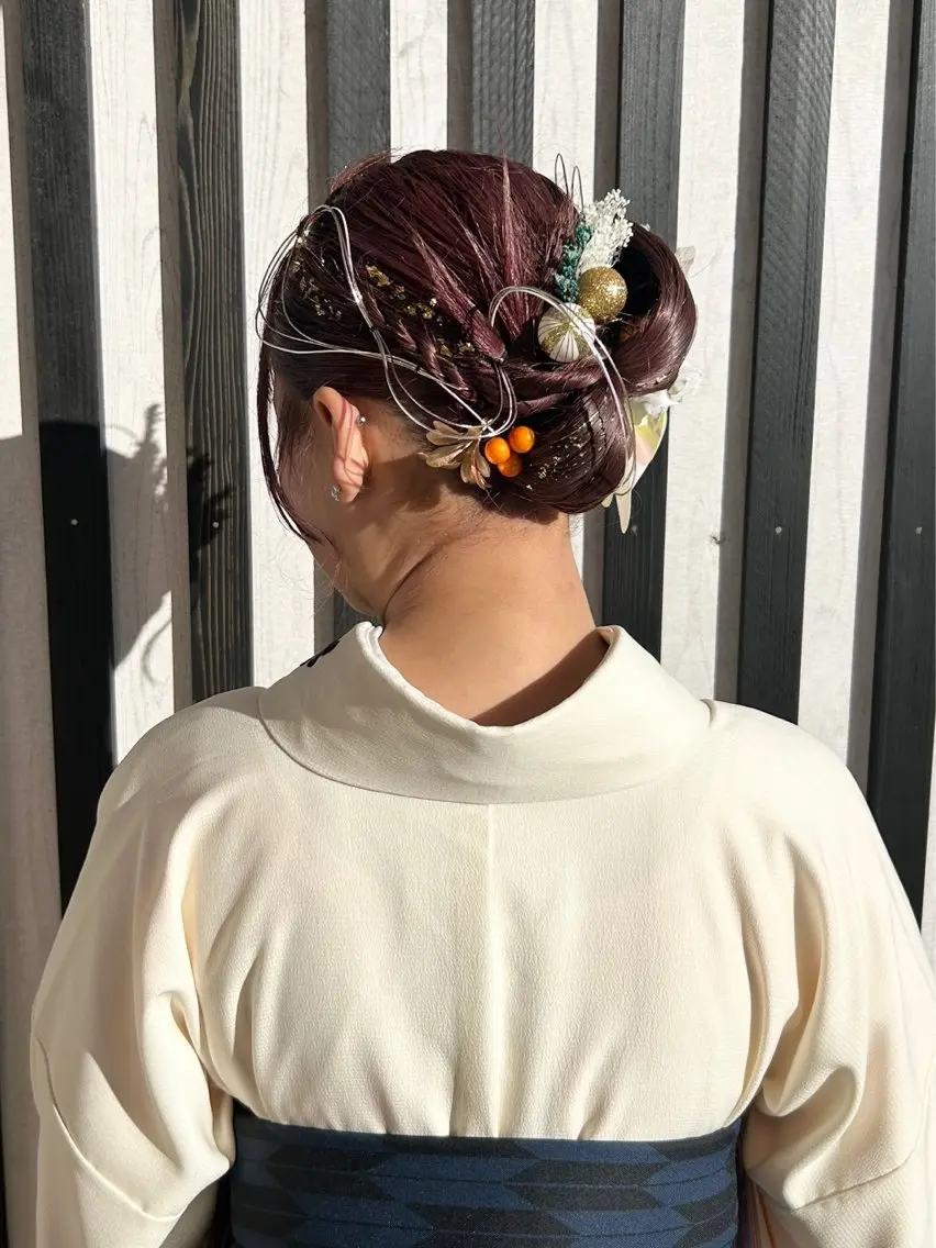 ヘアアレンジ ボブ エクステ 卒業式のヘアスタイル 着付け MiRI💜地毛級 エクステ✖似合わせ技のヘアスタイル