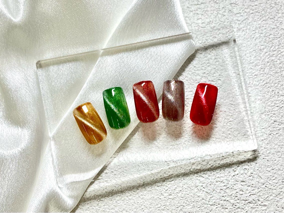 秋限定カラー🎃🩵マグネットネイル オフなしの写真