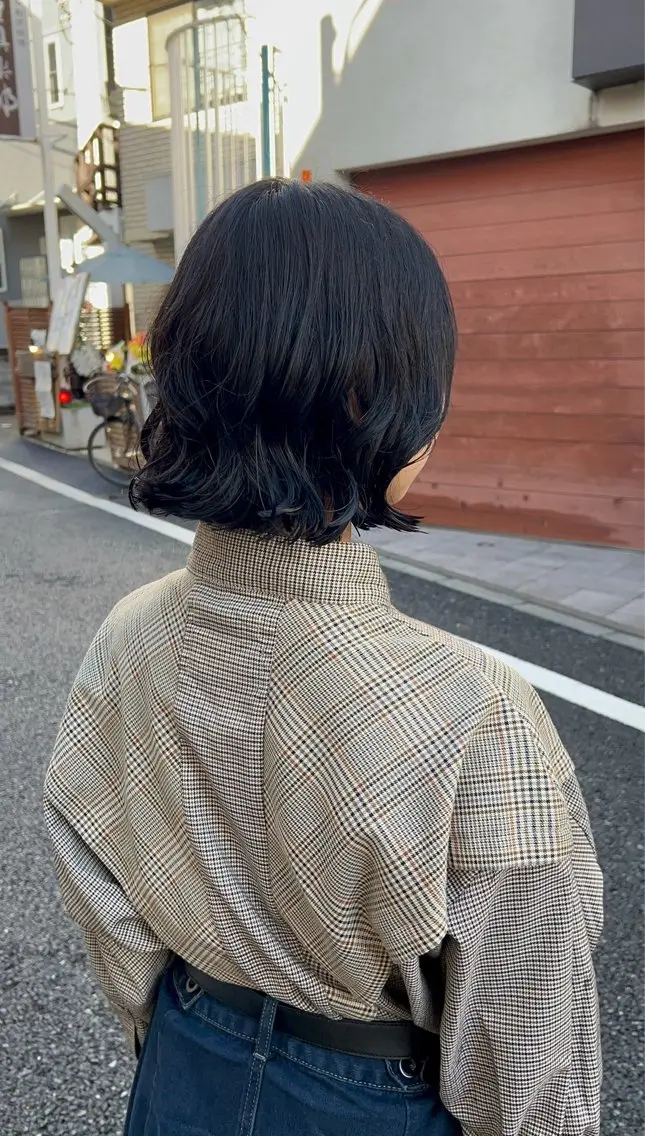 ミディアム パーマ ミディアムパーマ ボブ カット パーマ トリートメント コテ巻き風パーマ SHONOのヘアスタイル