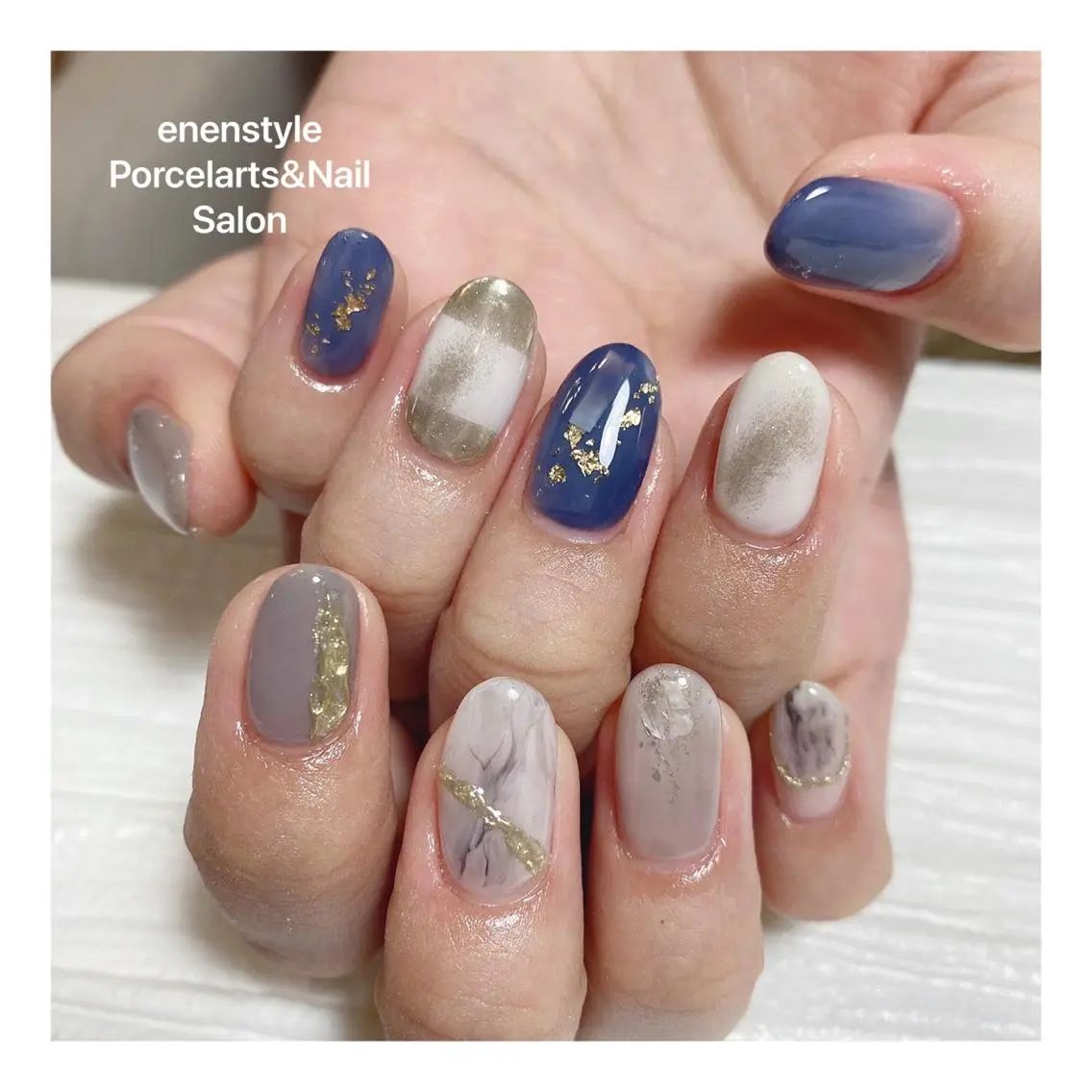 ミディアム ネイル ハンドネイル 🐾enen style 🐾のネイルデザイン