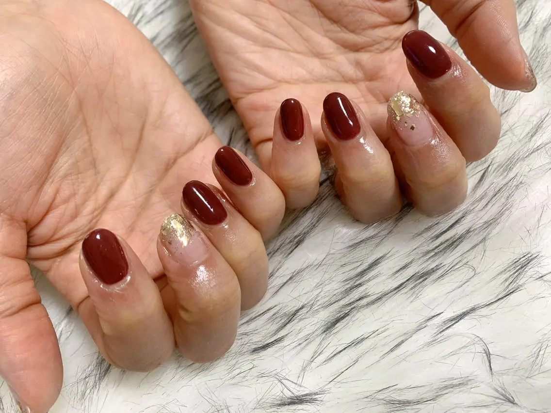 ネイル ボルドー ジェルネイル グラデーション 韓国ネイル メンズネイル kiki nail たまプラーザのネイルデザイン