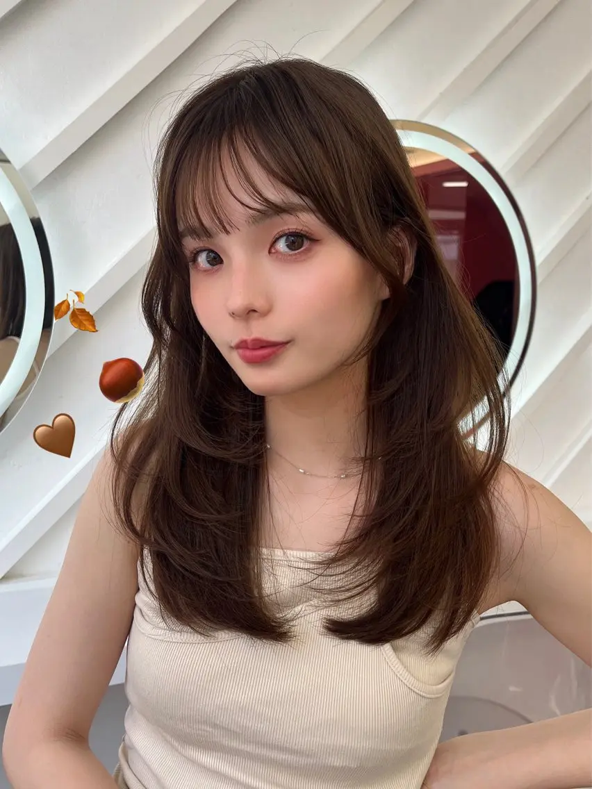 セミロング カラー カット トリートメント 山崎/ボブ縮毛矯正 レイヤー髪質改善のヘアスタイル