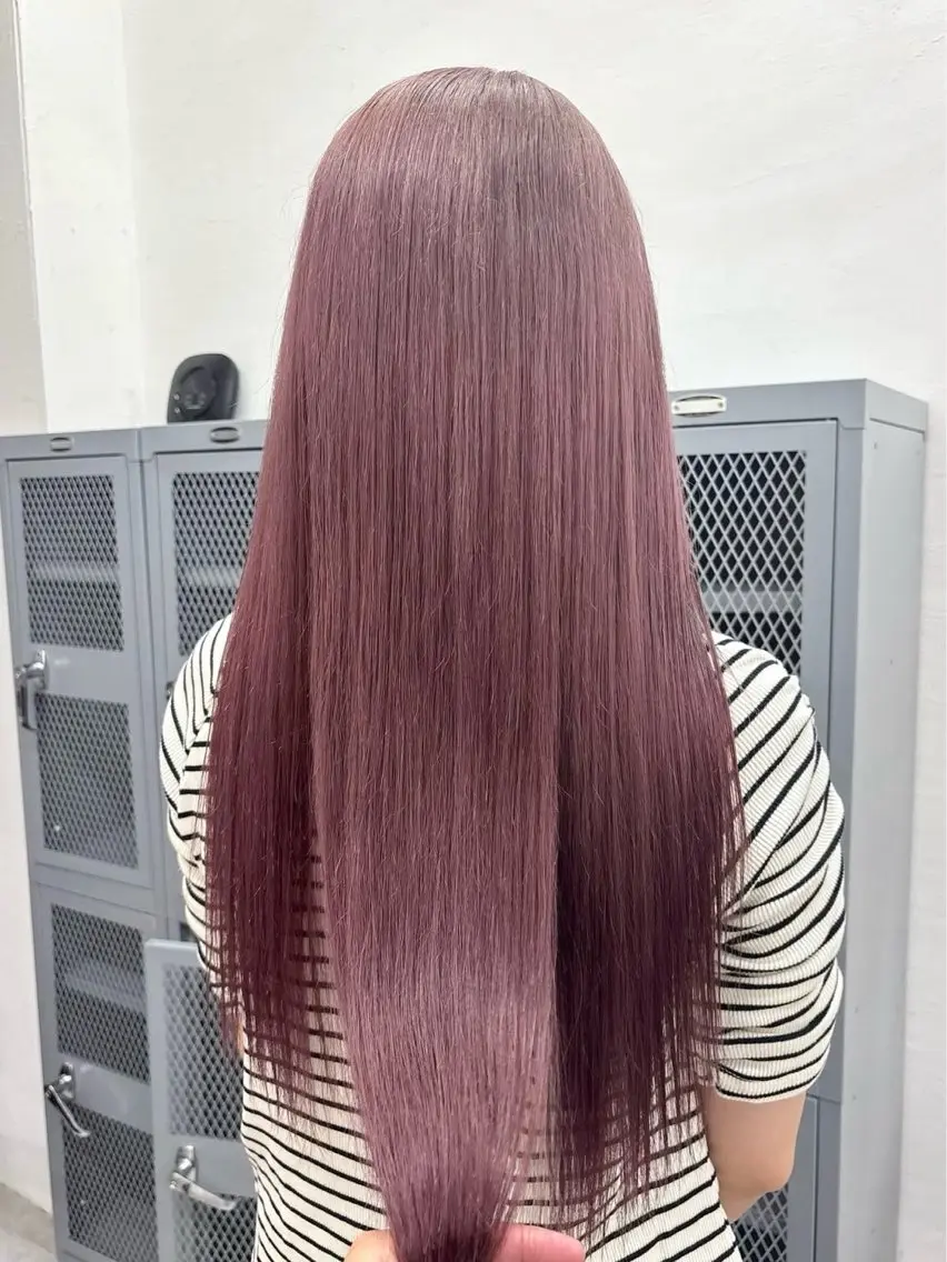ロング カラー ブリーチ ラベンダーカラー ピンクカラー ピンクラベンダー ブリーチ透明感カラー 🍀mizuki🍀のヘアスタイル
