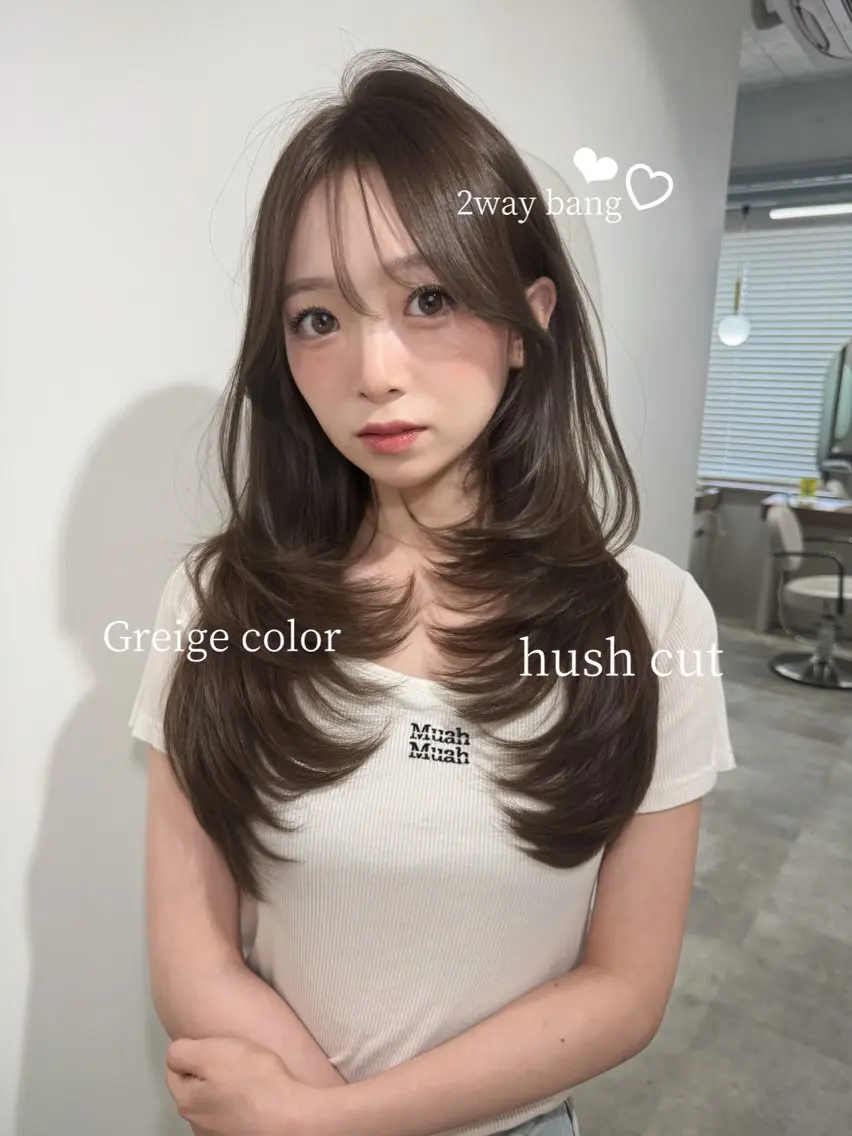 ロング ハッシュカット レイヤーカット ロング カット 北橋 流空のヘアスタイル